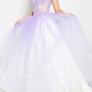 Jovani Lavender and White Prom Dress